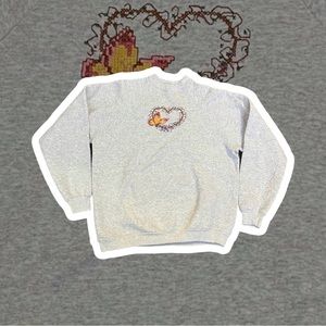 Super cute, gray embroidered butterfly, heart Hanes Her Way sweatshirt